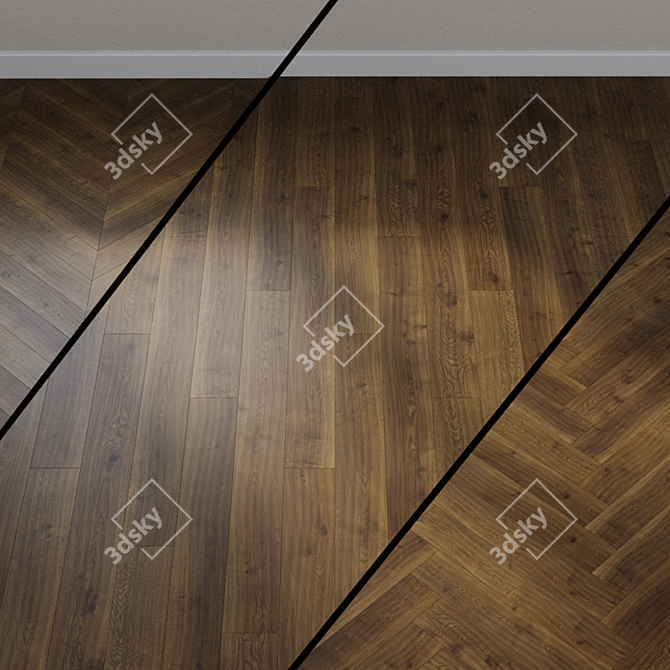 Unique Oak Parquet Board 3D model image 1