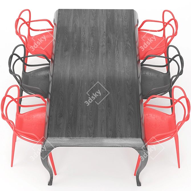 Sleek Modern Dining Set 3D model image 2