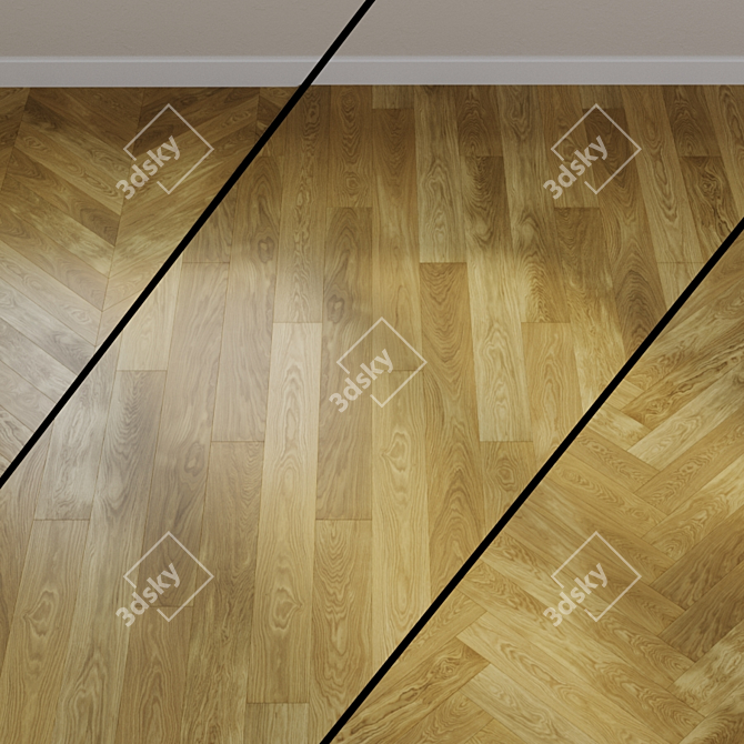 Natural Oak Parquet Flooring 3D model image 1