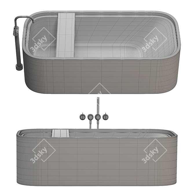 COCOON Bathtub Set: Stylish 3D Model with Multiple Materials & Designs 3D model image 4