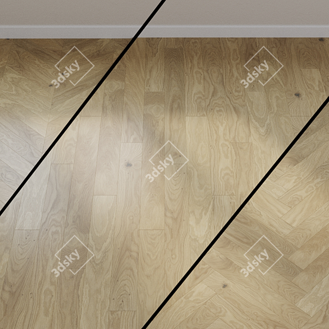 Light Beige Oak Parquet Board 3D model image 1