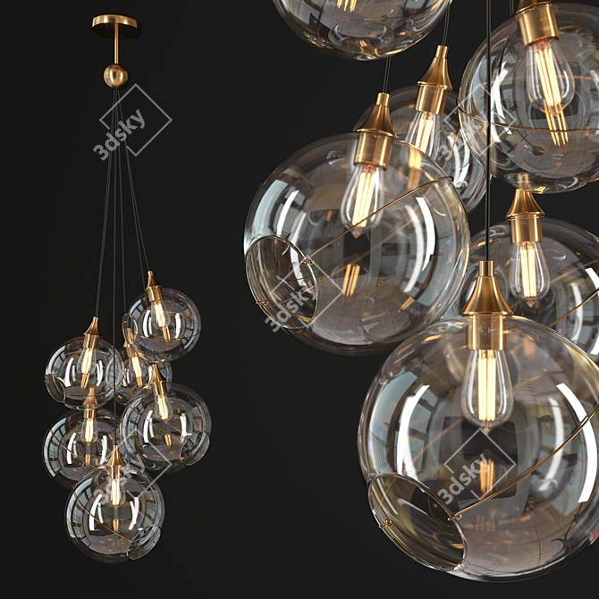 Modern Skye Chandelier: 6-Light Elegance 3D model image 1