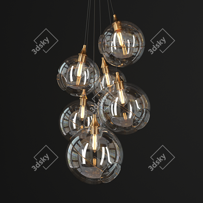 Modern Skye Chandelier: 6-Light Elegance 3D model image 2