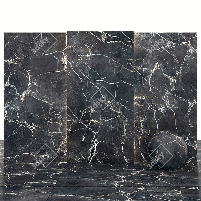 Streak Gray Marble: Textured Slabs & Tiles 3D model image 1