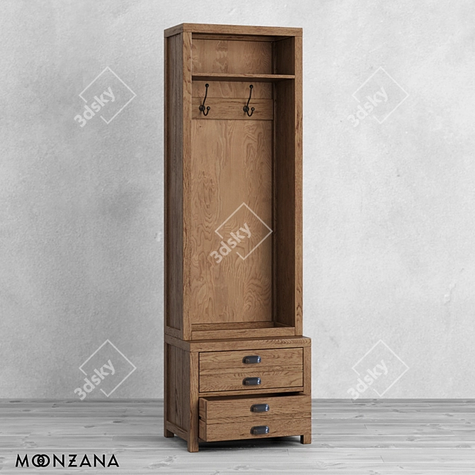 Moonzana Printmaker Oak Wardrobe 3D model image 3