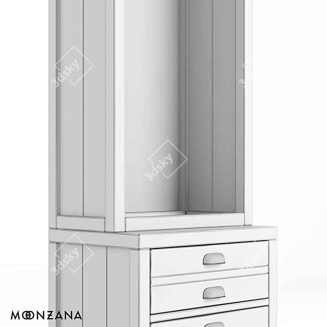 Moonzana Printmaker Oak Wardrobe 3D model image 4