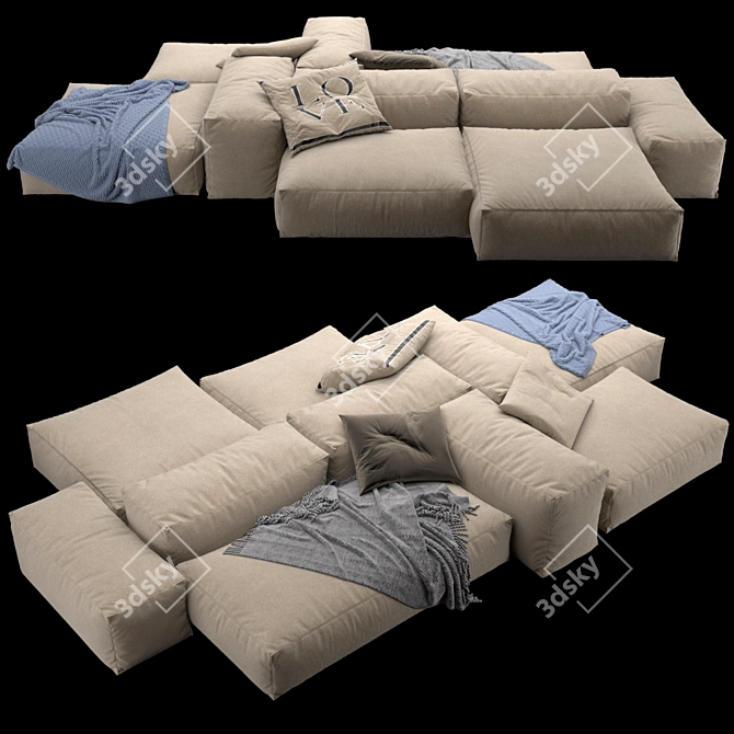 Elegant Modular Sofa: Extrasoft by Living Divani 3D model image 3