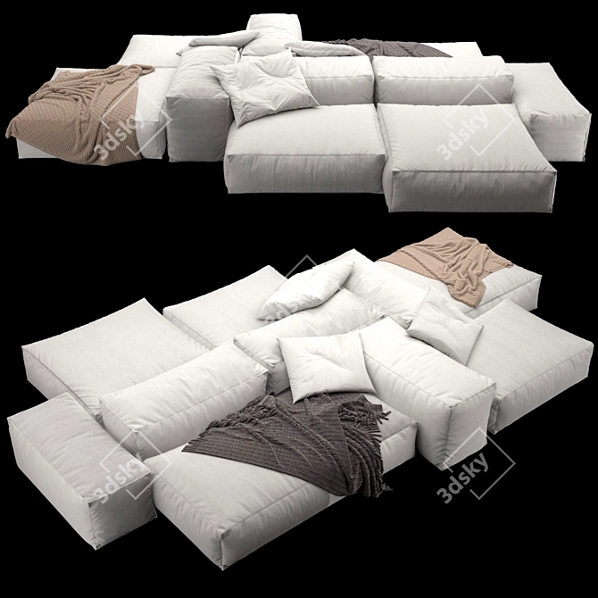 Elegant Modular Sofa: Extrasoft by Living Divani 3D model image 4