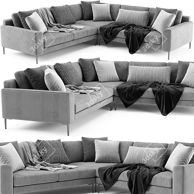 Modern West Elm Harper L-Shaped Sofa 3D model image 1