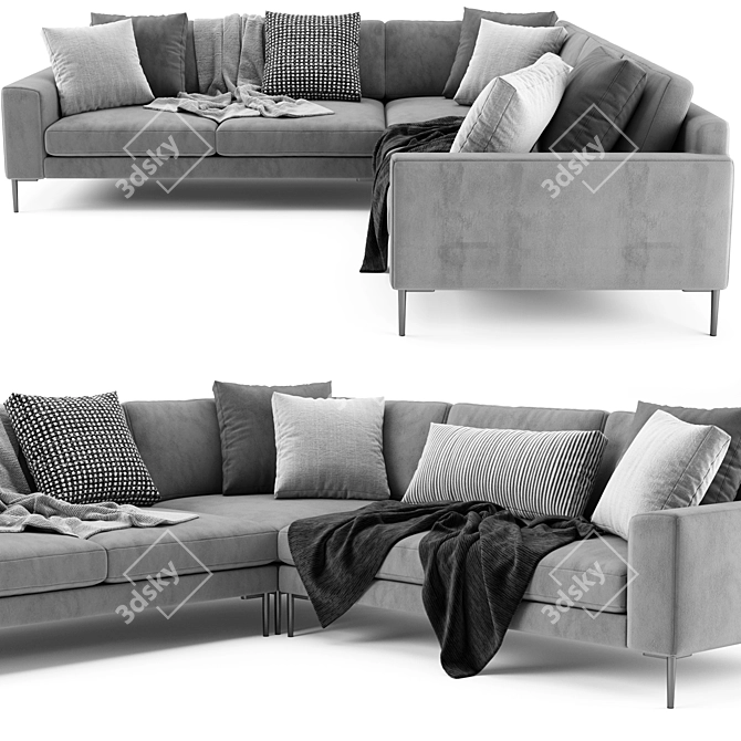 Modern West Elm Harper L-Shaped Sofa 3D model image 2