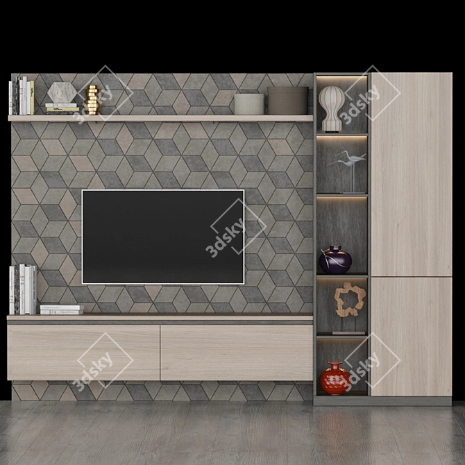 Stylish TV Stand 3000mm 3D model image 1