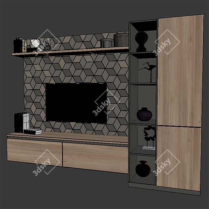 Stylish TV Stand 3000mm 3D model image 3