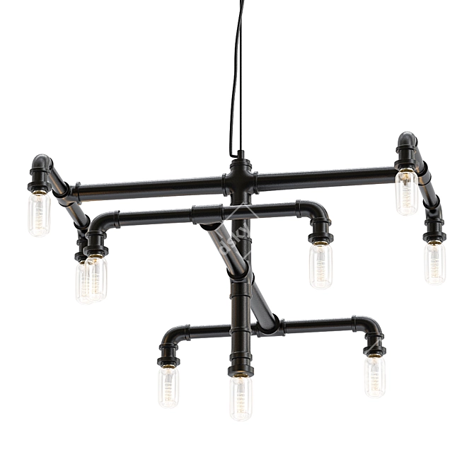 Industrial Pipe Chandelier 3D model image 1