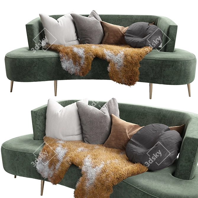 Modern Curve Sofa: Quatro Design 3D model image 1