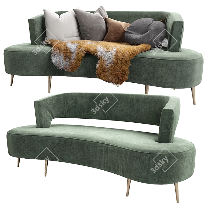 Modern Curve Sofa: Quatro Design 3D model image 2