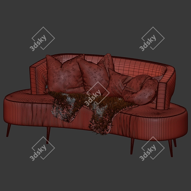 Modern Curve Sofa: Quatro Design 3D model image 3