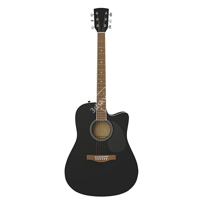 Six-String Acoustic Guitar 3D model image 1