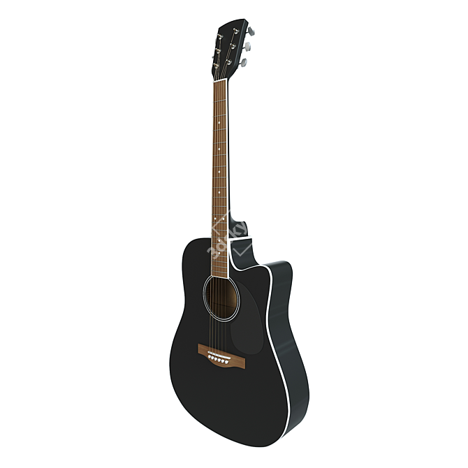 Six-String Acoustic Guitar 3D model image 2