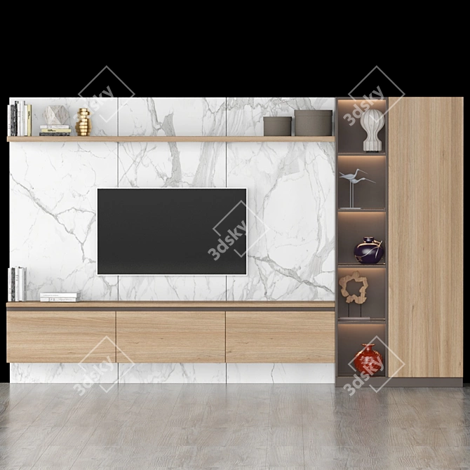 Sleek TV Stand: 3200mm x 2000mm x 450mm 3D model image 1