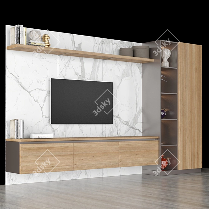 Sleek TV Stand: 3200mm x 2000mm x 450mm 3D model image 2