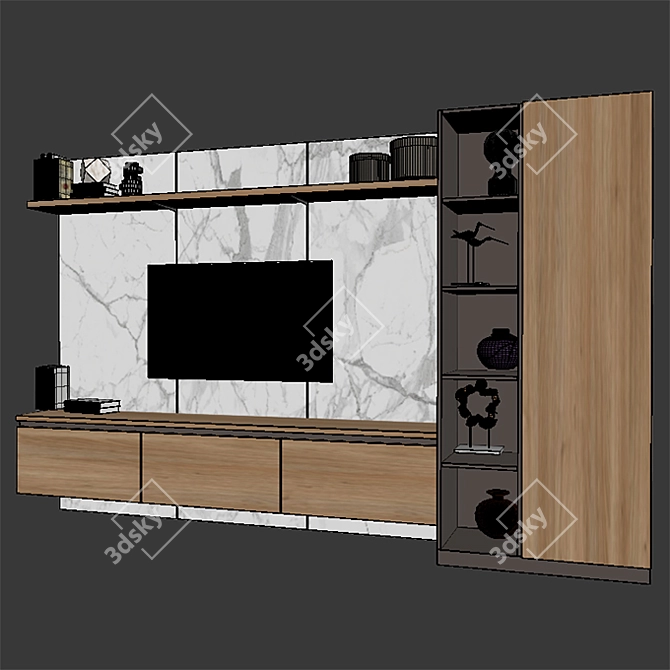 Sleek TV Stand: 3200mm x 2000mm x 450mm 3D model image 3