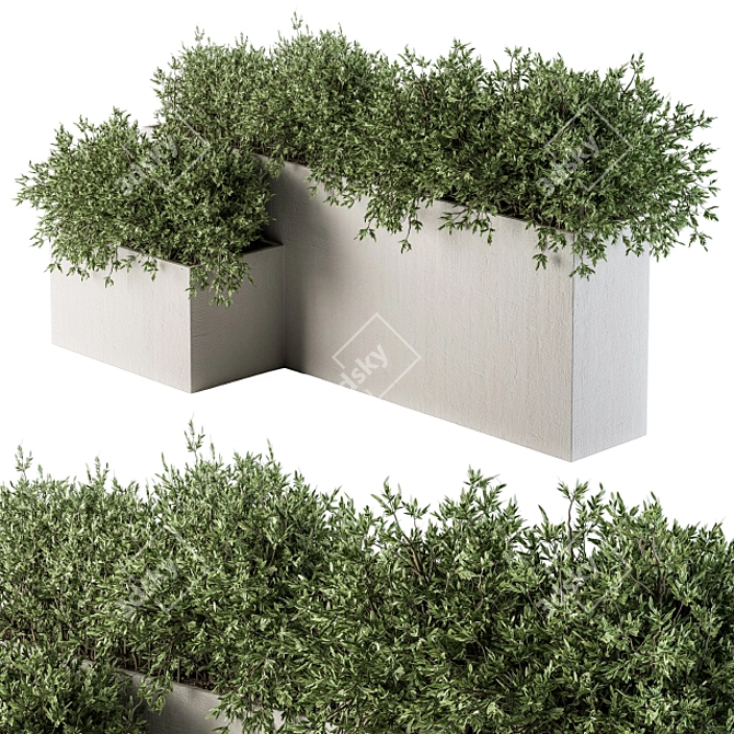 Concrete Box Outdoor Plants - Set 156 3D model image 1