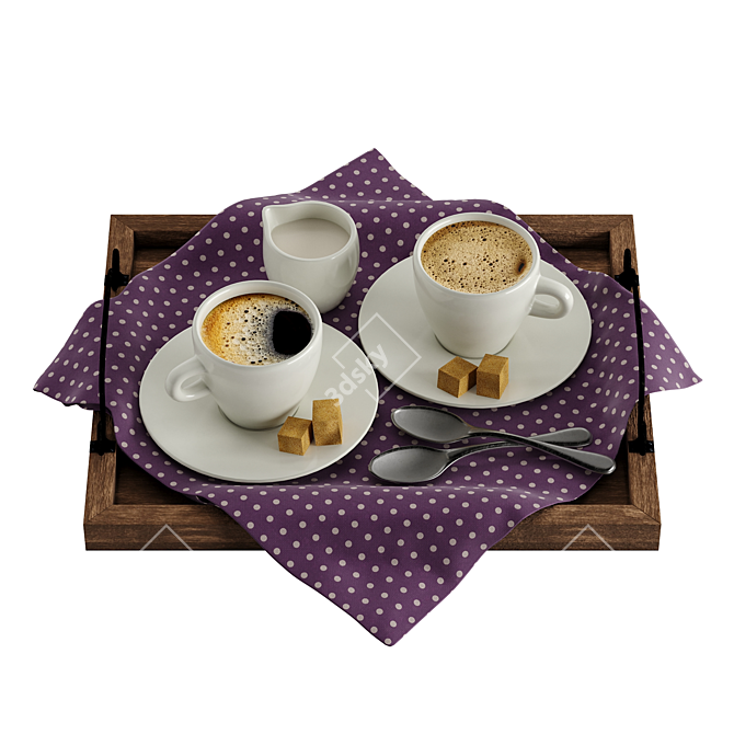 Elegant 3-Piece Coffee Cup Decor Set 3D model image 2