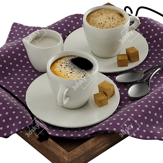 Elegant 3-Piece Coffee Cup Decor Set 3D model image 3