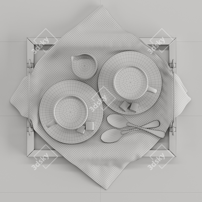 Elegant 3-Piece Coffee Cup Decor Set 3D model image 5