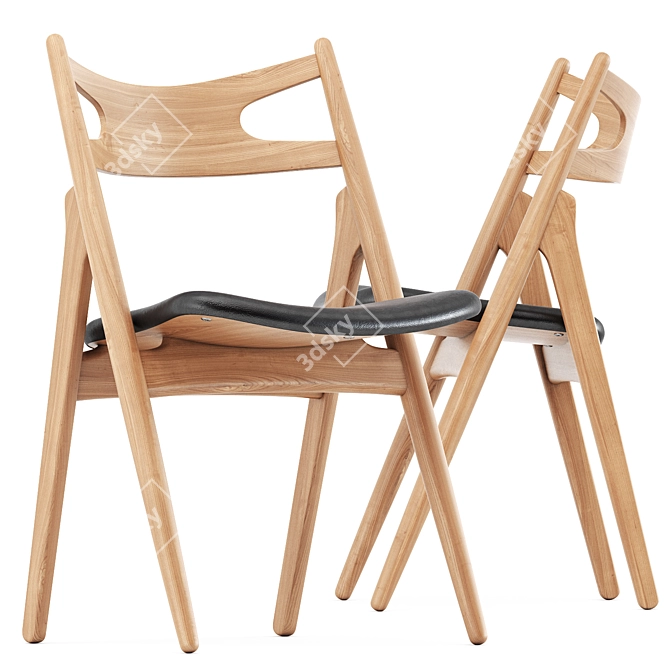 Sleek CH29P Sawbuck Chair 3D model image 4