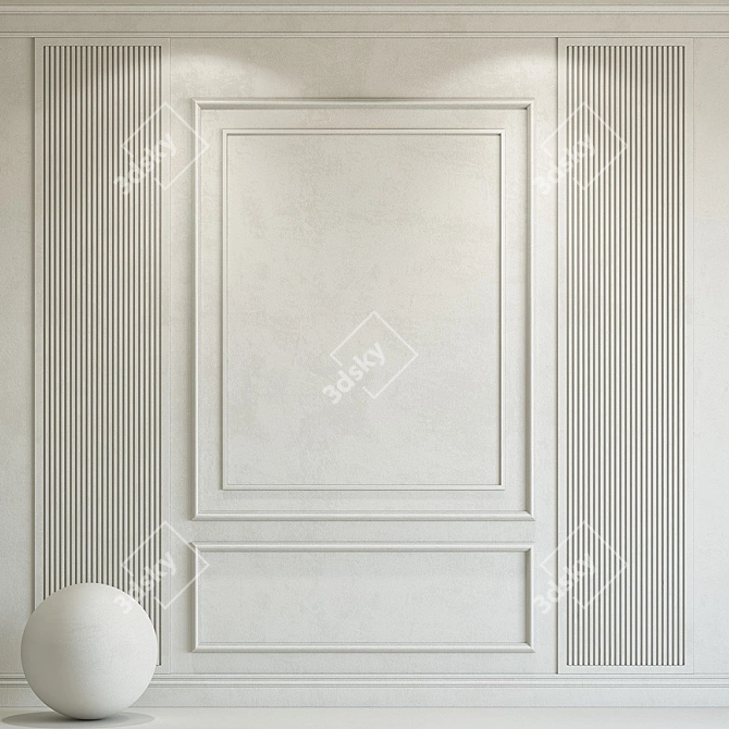 Eider White Decorative Plaster with Molding 3D model image 1