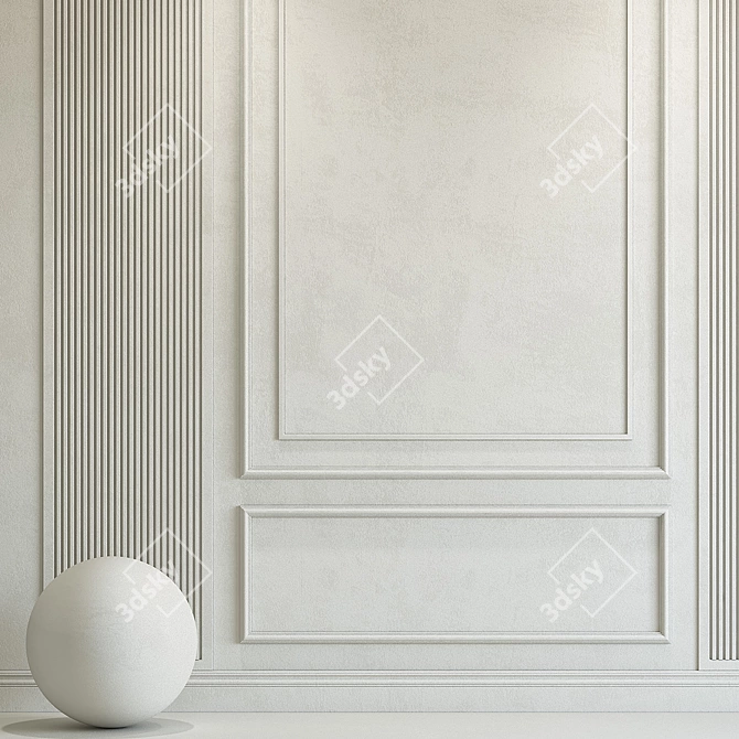 Eider White Decorative Plaster with Molding 3D model image 2