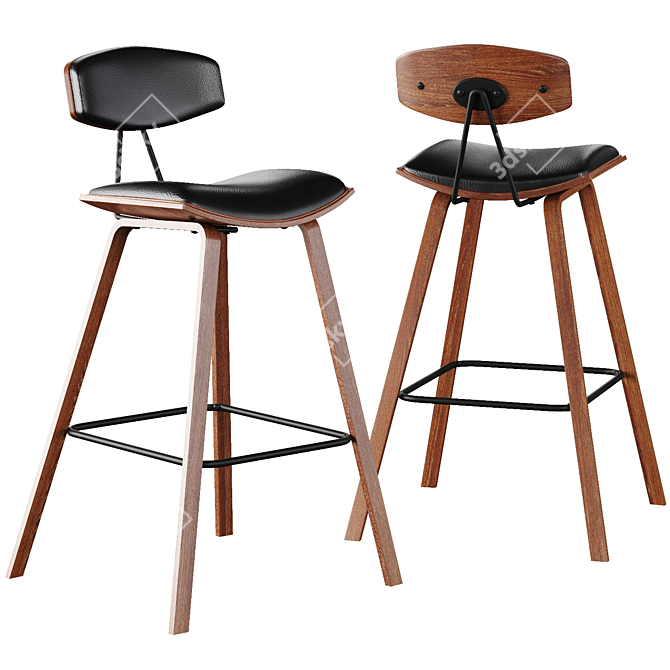 Mid-Century Fox Barstool 3D model image 1