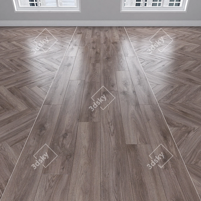 Oak Parquet: Herringbone, Linear, Chevron 3D model image 1