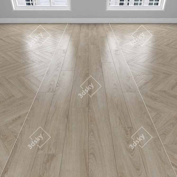 Oak Parquet: Herringbone, Linear, Chevron 3D model image 1