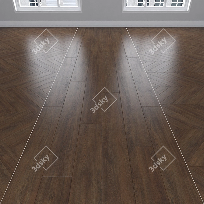 Oak Parquet: Herringbone, Linear, Chevron 3D model image 1