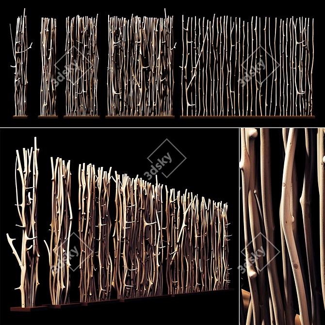 Nature-inspired Branch Screen for Decor 3D model image 1