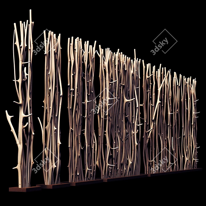 Nature-inspired Branch Screen for Decor 3D model image 2