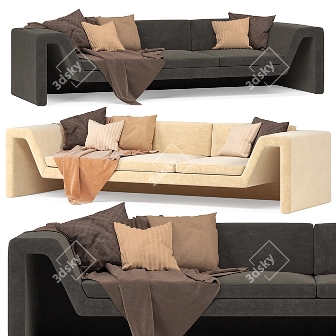 Modern Grey Sofa 3D model image 1