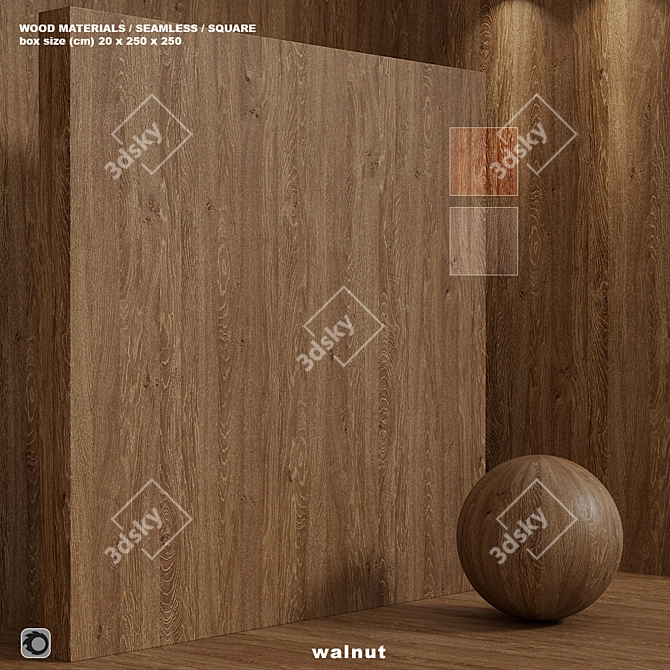 Walnut Wood Box Set 113 3D model image 1