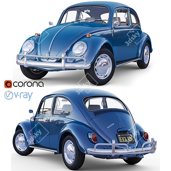 Classic Volkswagen 1200 3D Model 3D model image 1