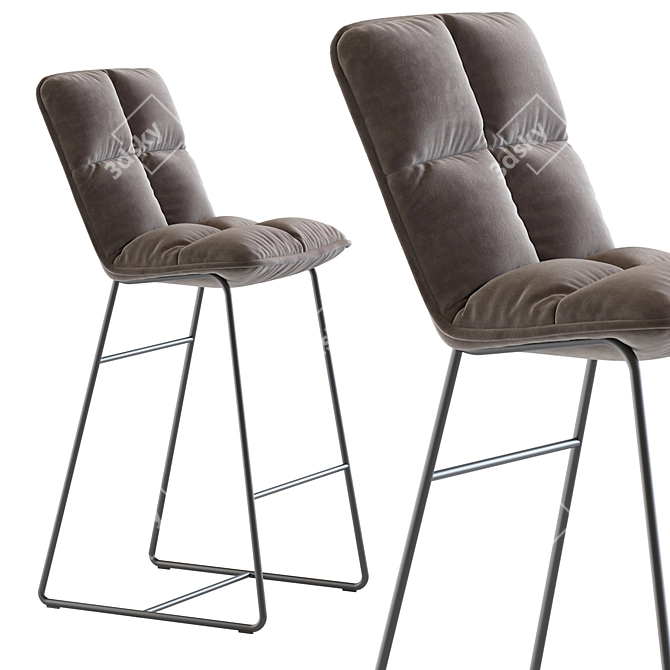 Cloud Grey Barstool 3D model image 3