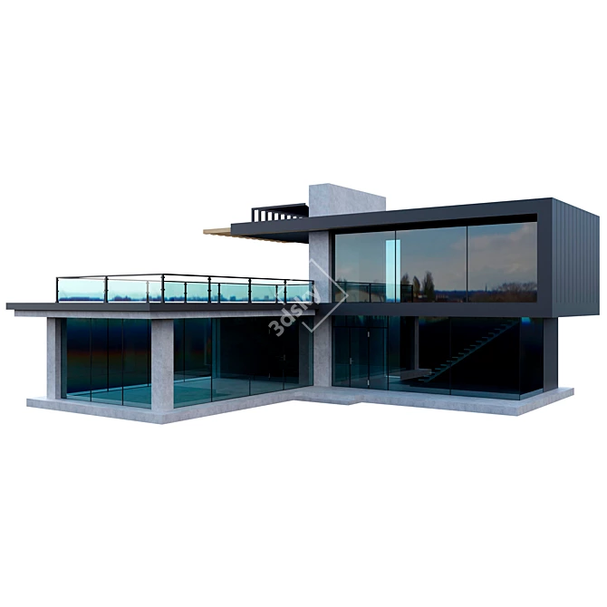 Modern Stylish Black Home 3D model image 1