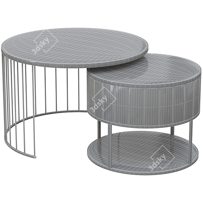 Luxury Gold & Gray Coffee Table - Tempered Glass & Stainless Steel 3D model image 3