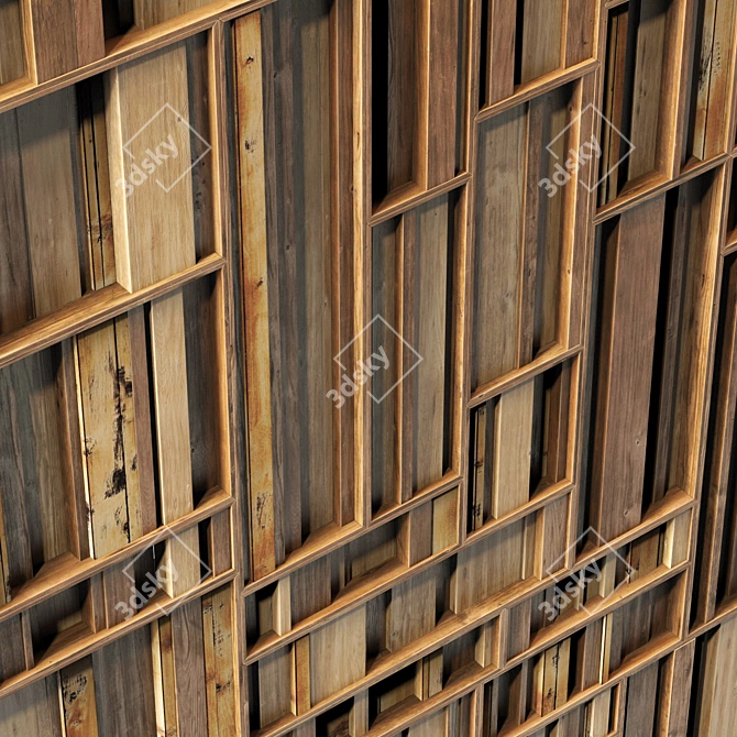 Smooth Wood Panel Rails 3D model image 4