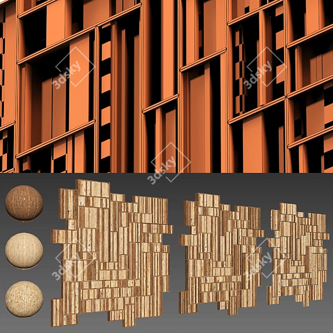 Smooth Wood Panel Rails 3D model image 5