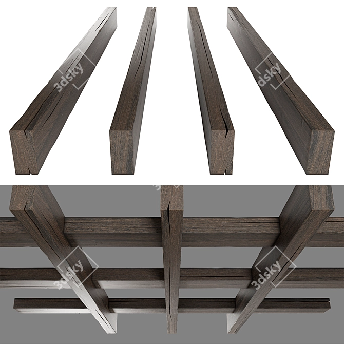  Rustic Wooden Beams: High-Quality 3D Model 3D model image 1