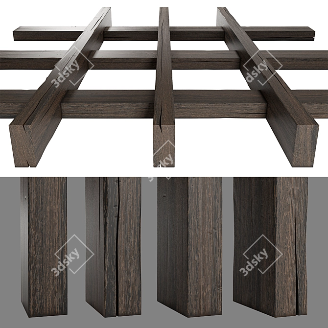  Rustic Wooden Beams: High-Quality 3D Model 3D model image 2