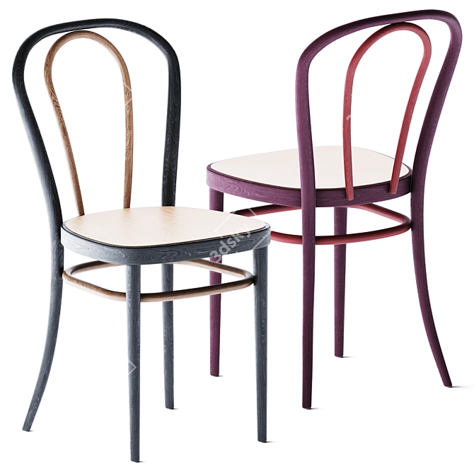 Elegant Bentwood Chair by Thonet 3D model image 2