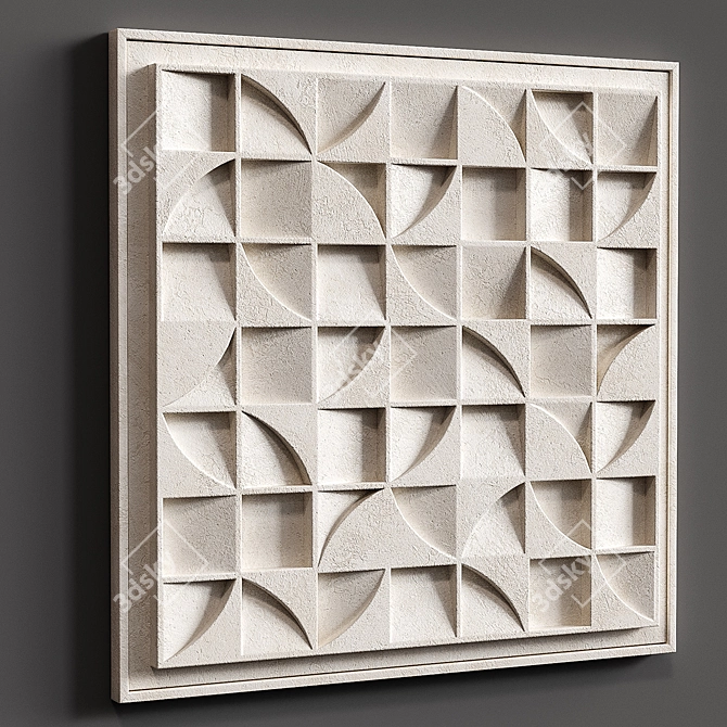 Relief Puzzle Square: Contemporary 3D Wall Art 3D model image 2